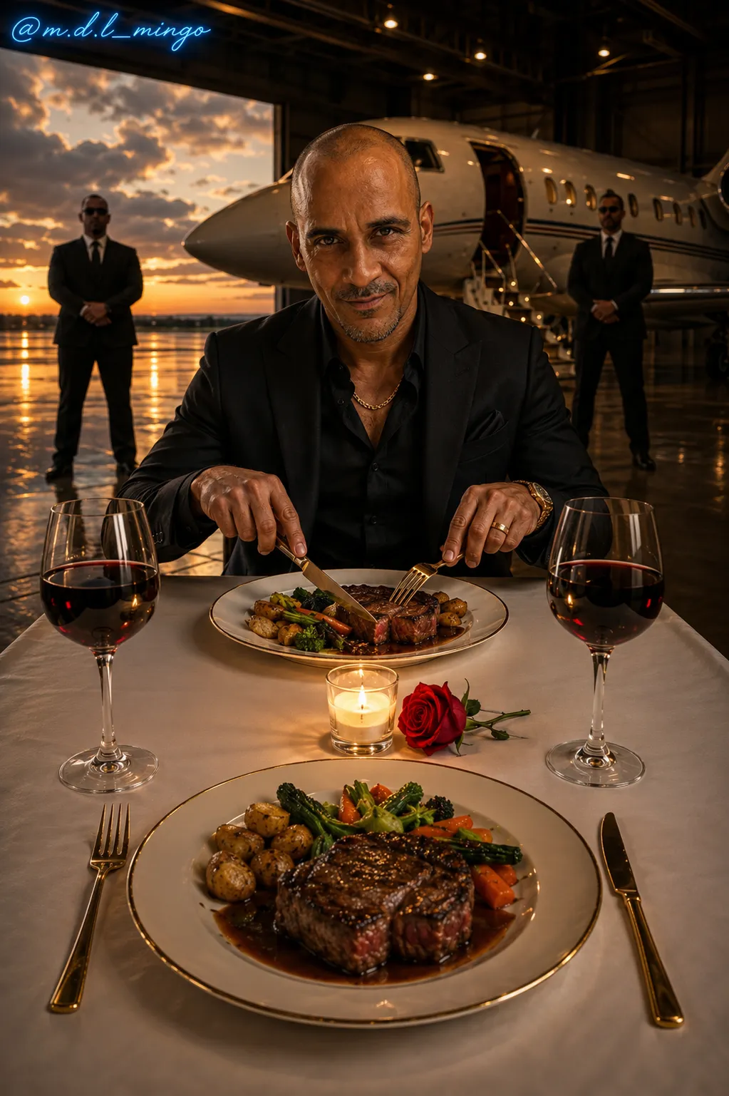 Luxury Dinner in a Neo-Noir Hangar