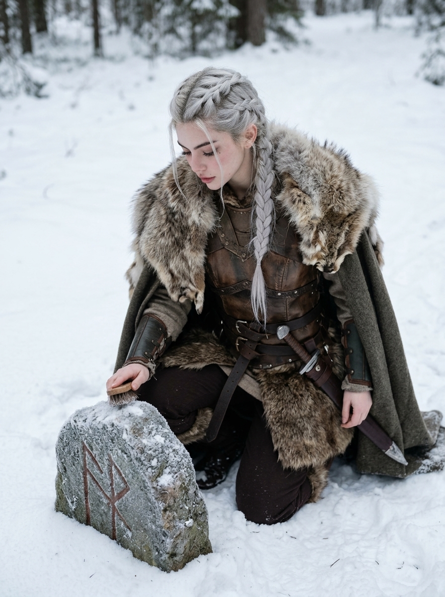 Photorealistic Nordic Shieldmaiden Editorial Portrait output 8