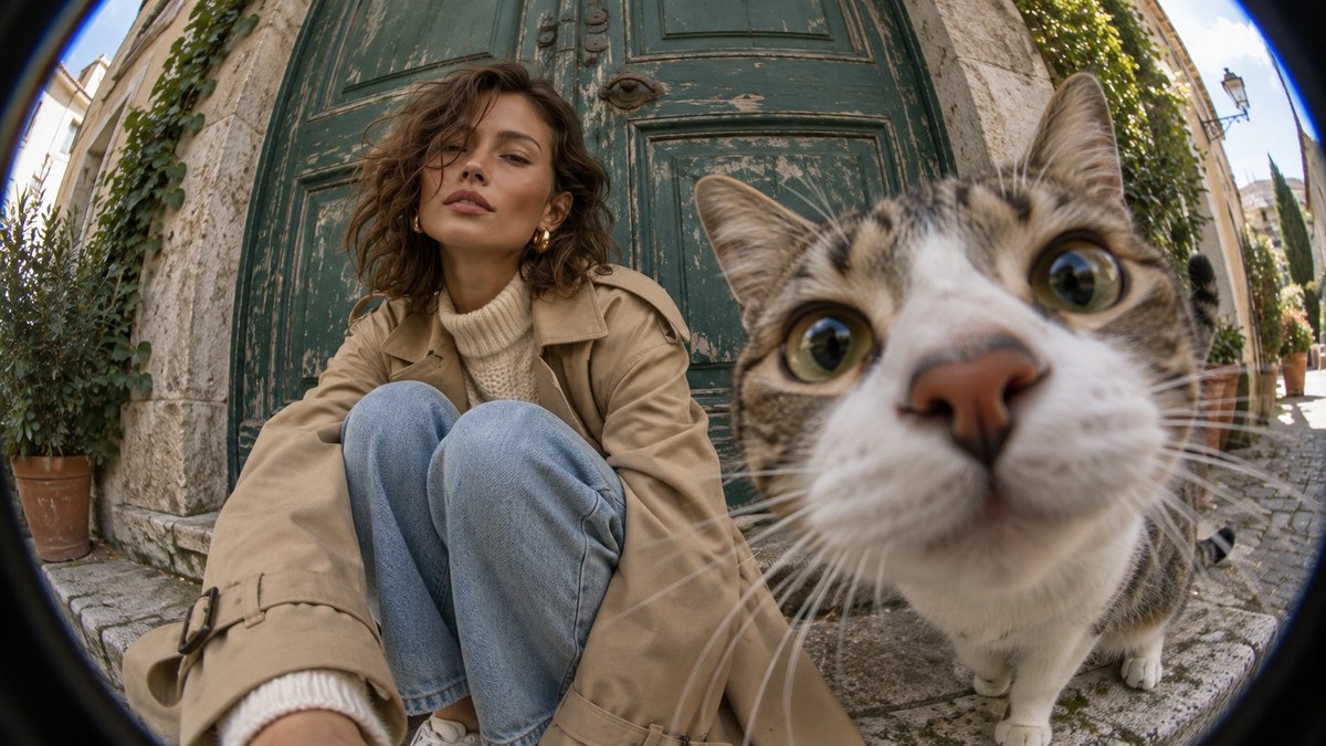 Fisheye Portrait with a Curious Cat output 2
