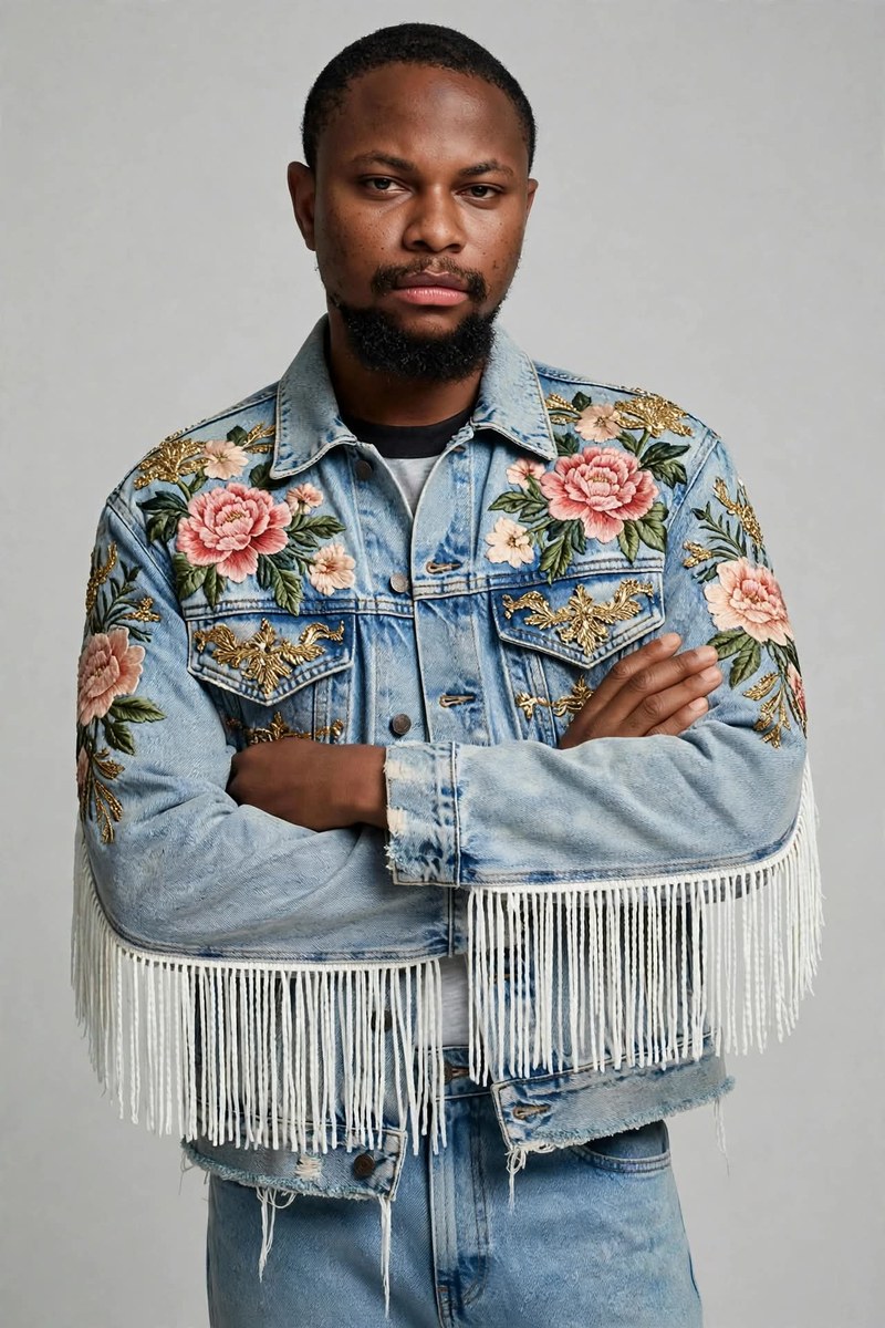 Coral-Embroidered Denim Editorial output 3