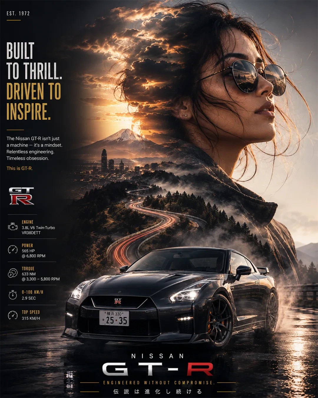 Double-Exposure Automotive Portrait Poster output 4