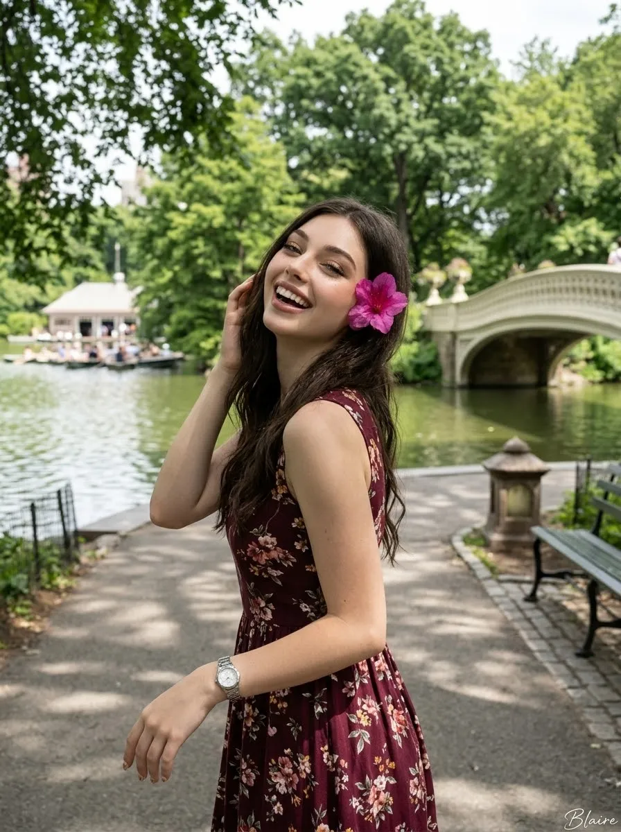 Lakeside Portrait with a Pink Flower output 4