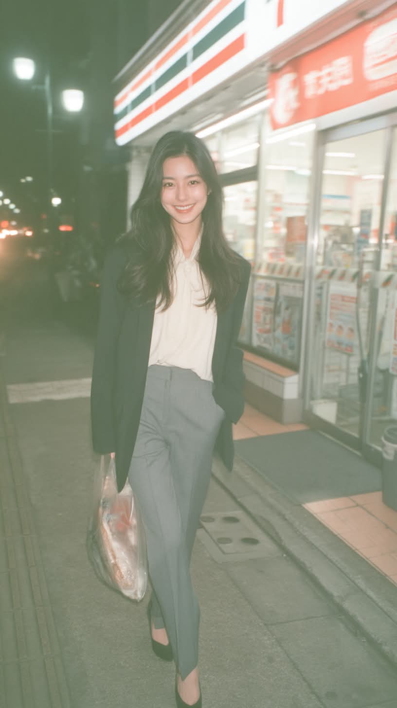 Nighttime Japanese Convenience Store Editorial Portrait output 4