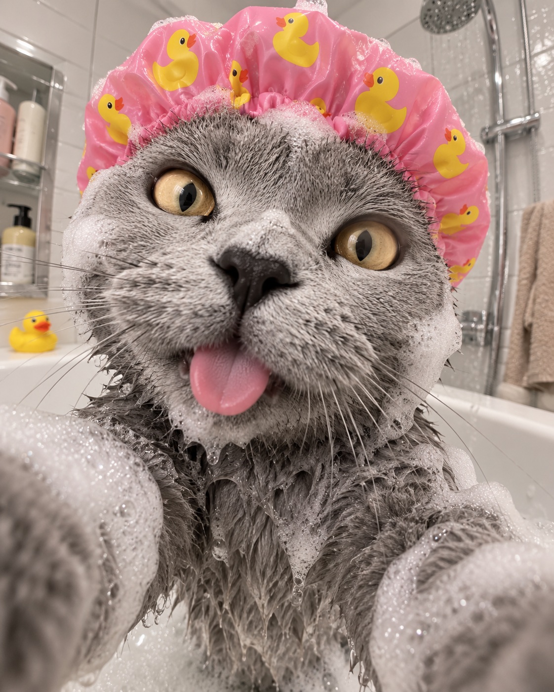 Funny Ultra-Wide Bathroom Selfie of Your Pet