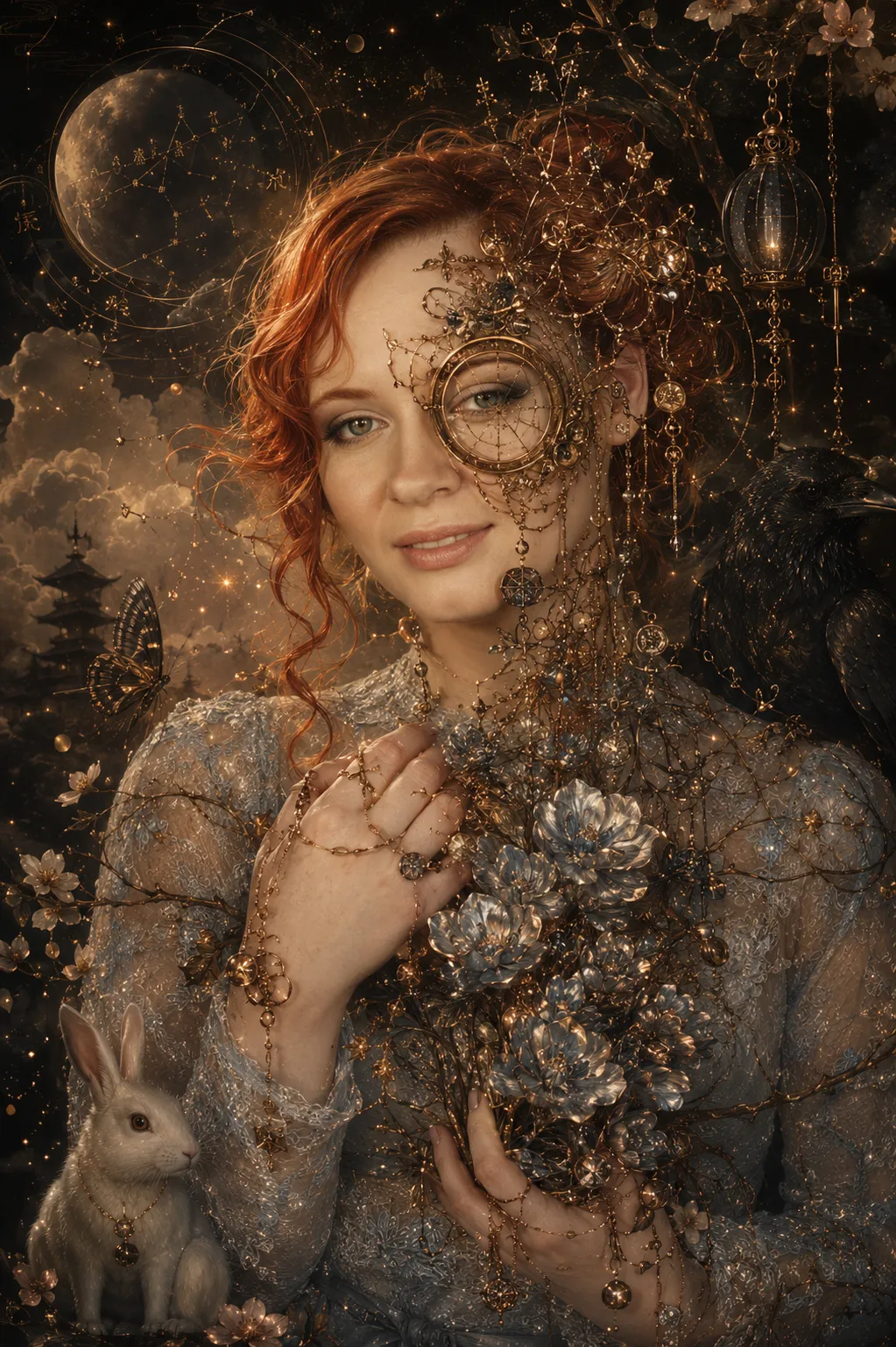 Steampunk Fantasy Portrait with Subtle East Asian Dark Fantasy Details output 2
