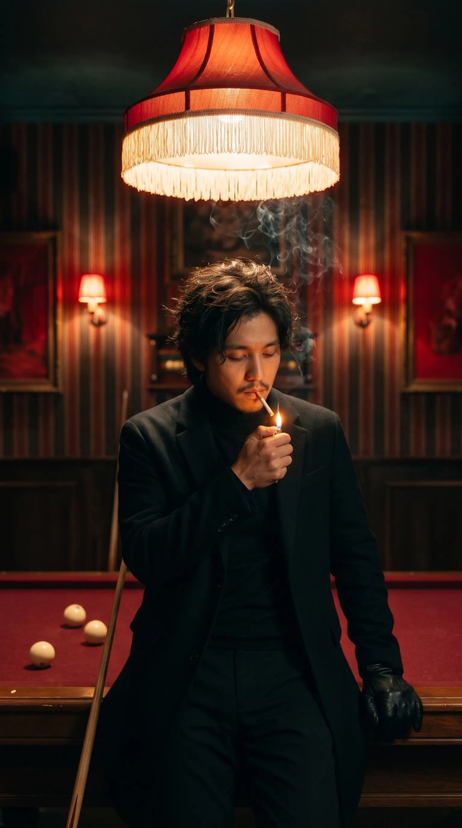 Noir Billiard-Room Portrait output 1