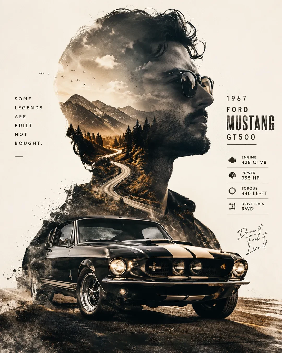 Double-Exposure Automotive Portrait Poster output 5