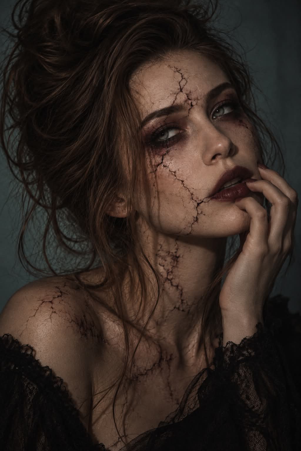 Mystical Cracked-Skin Halloween Portrait output 2