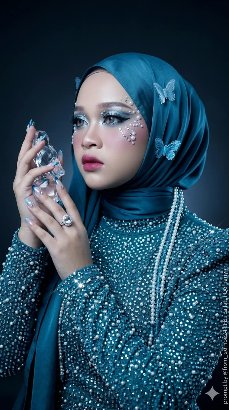 Teal-Hijab Ice Goddess Portrait output 2