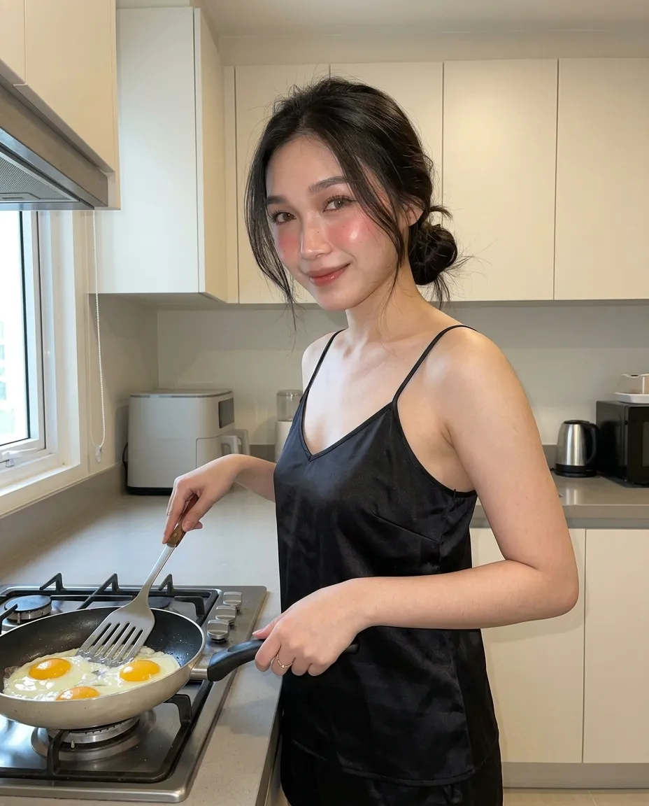 Candid Breakfast Portrait in a Minimalist Kitchen output 4