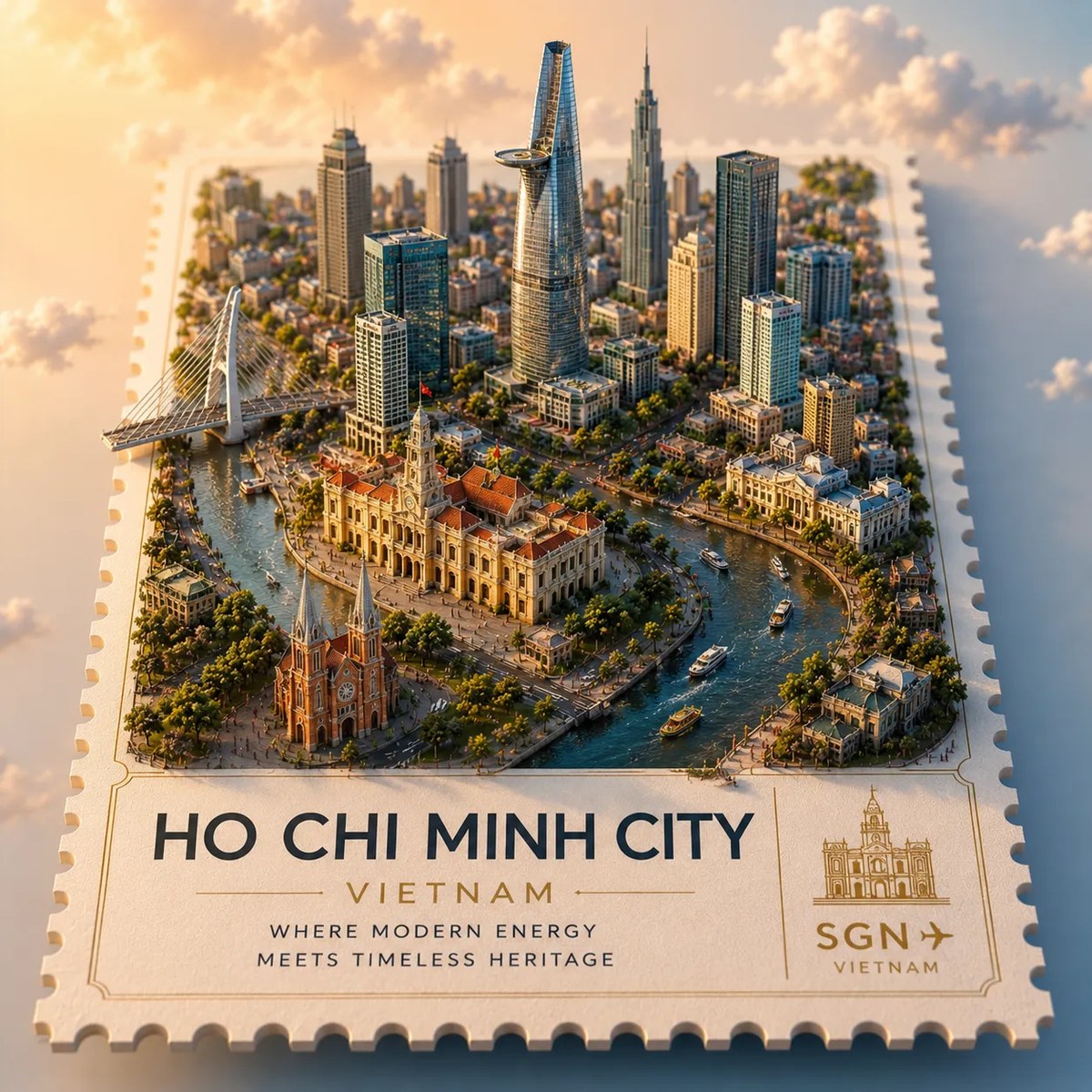 Miniature City Diorama Postage Stamp Travel Poster output 4