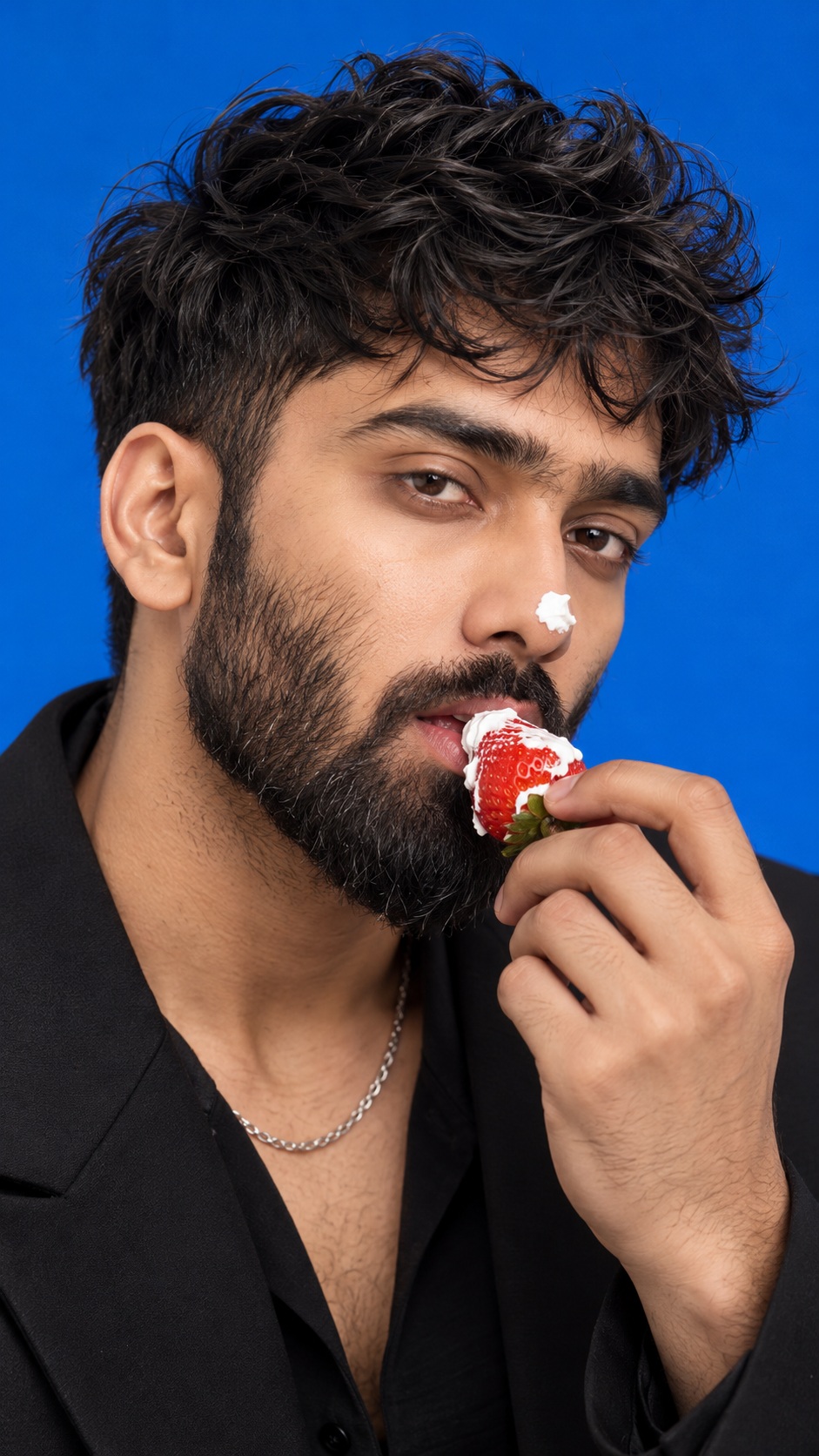 Strawberry and Whipped Cream Editorial Portrait