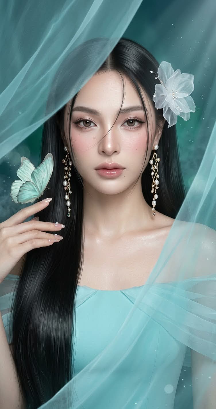 Aqua-Blue Butterfly Korean Beauty Editorial output 3