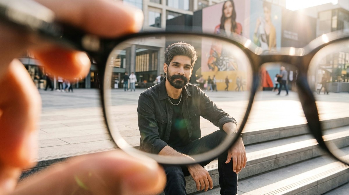 Street Fashion Portrait Through Eyeglasses
