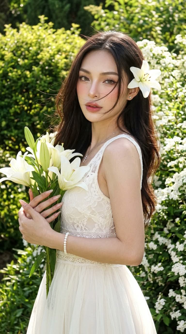 Y2K White Lily Garden Portrait output 9