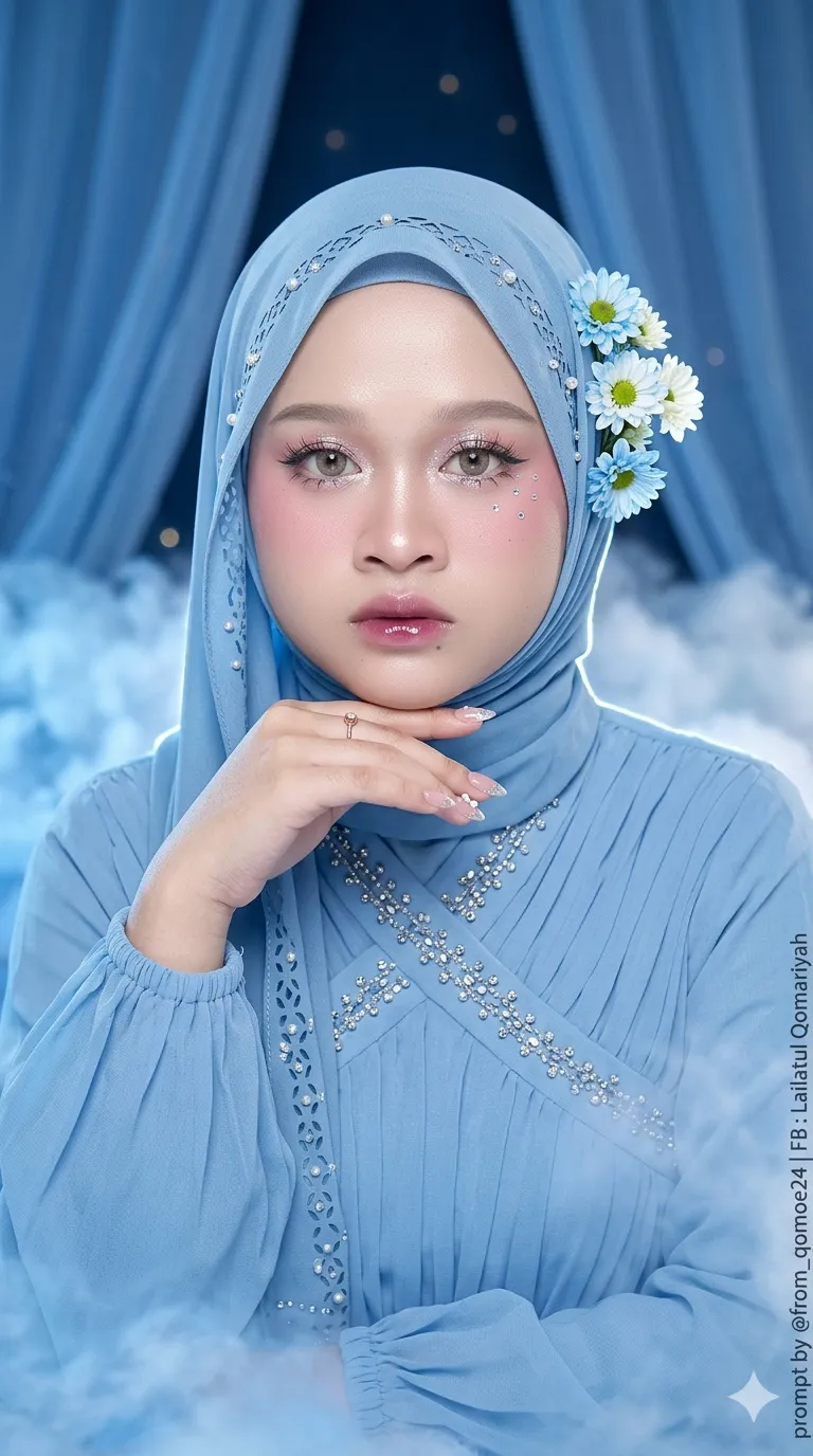 Ethereal Blue-Hijab Studio Portrait