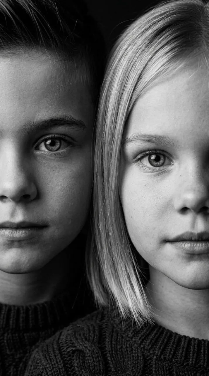 Intimate Black-and-White Two-Person Portrait output 1
