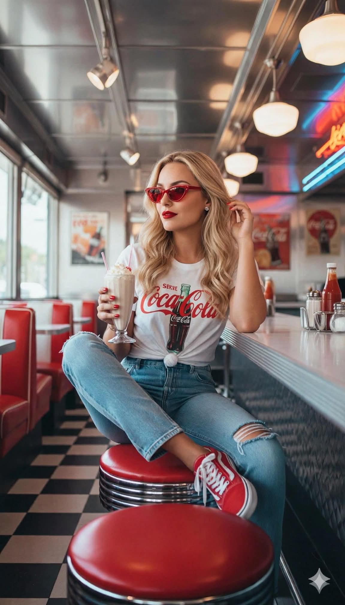 Retro 1950s American Diner Portrait
