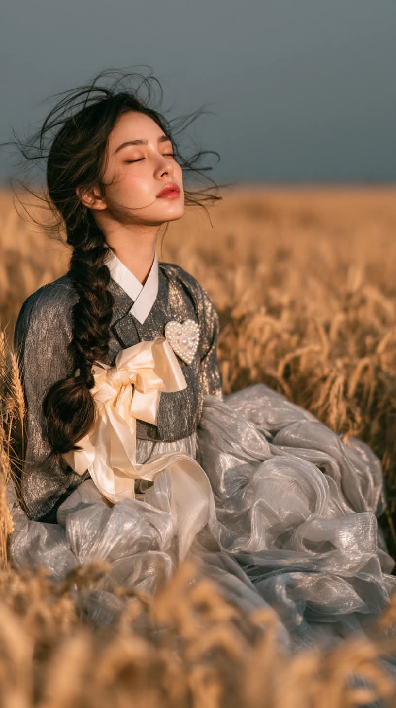 Hanbok Portrait in a Golden Wheat Field output 2
