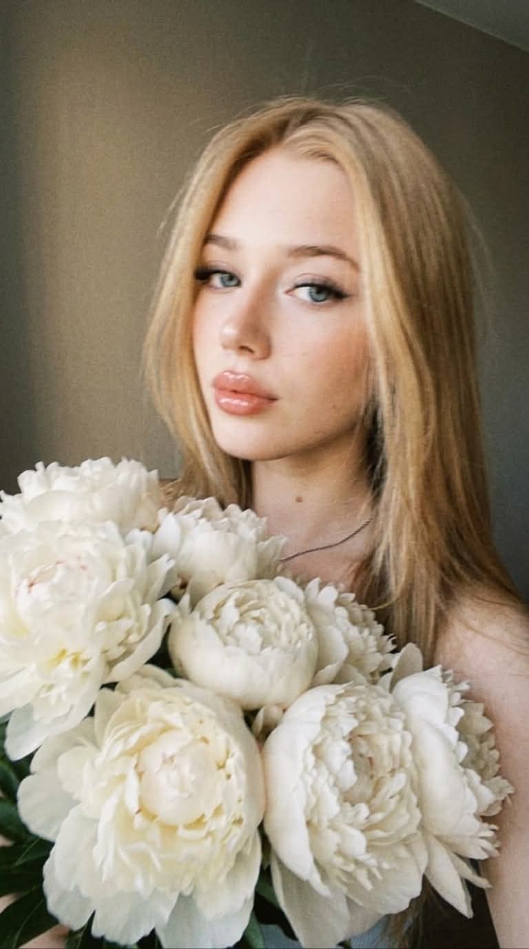 Photorealistic Peony Bouquet Selfie output 1