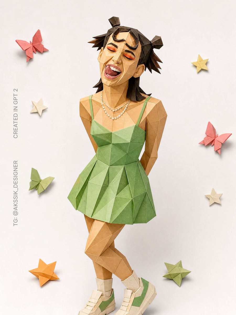 Folded-Paper Papercraft Portrait