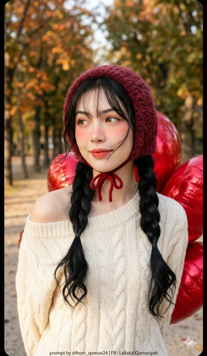 Golden-Hour Autumn Portrait with Red Balloons output 2