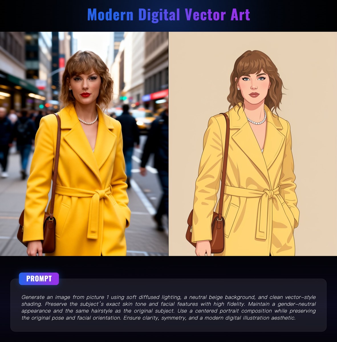 Modern Vector-Style Portrait from a Reference Image output 3