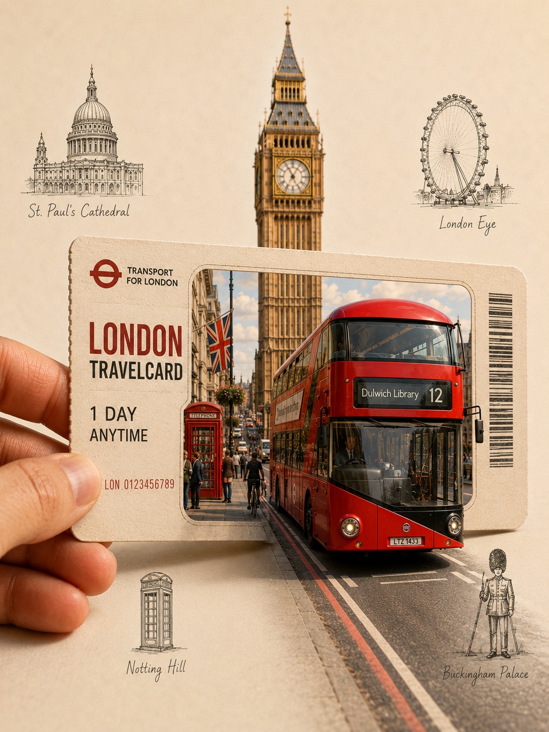 Miniature City Emerging from a Travel Ticket output 2
