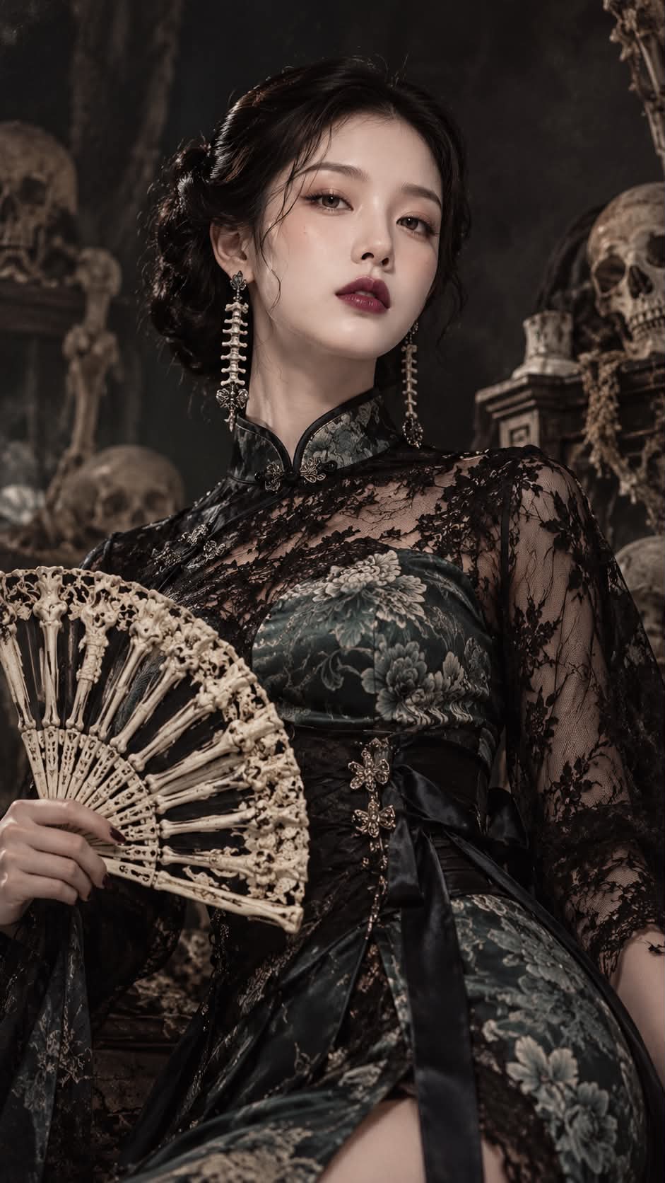 Macabre Celadon Qipao Editorial Portrait output 1