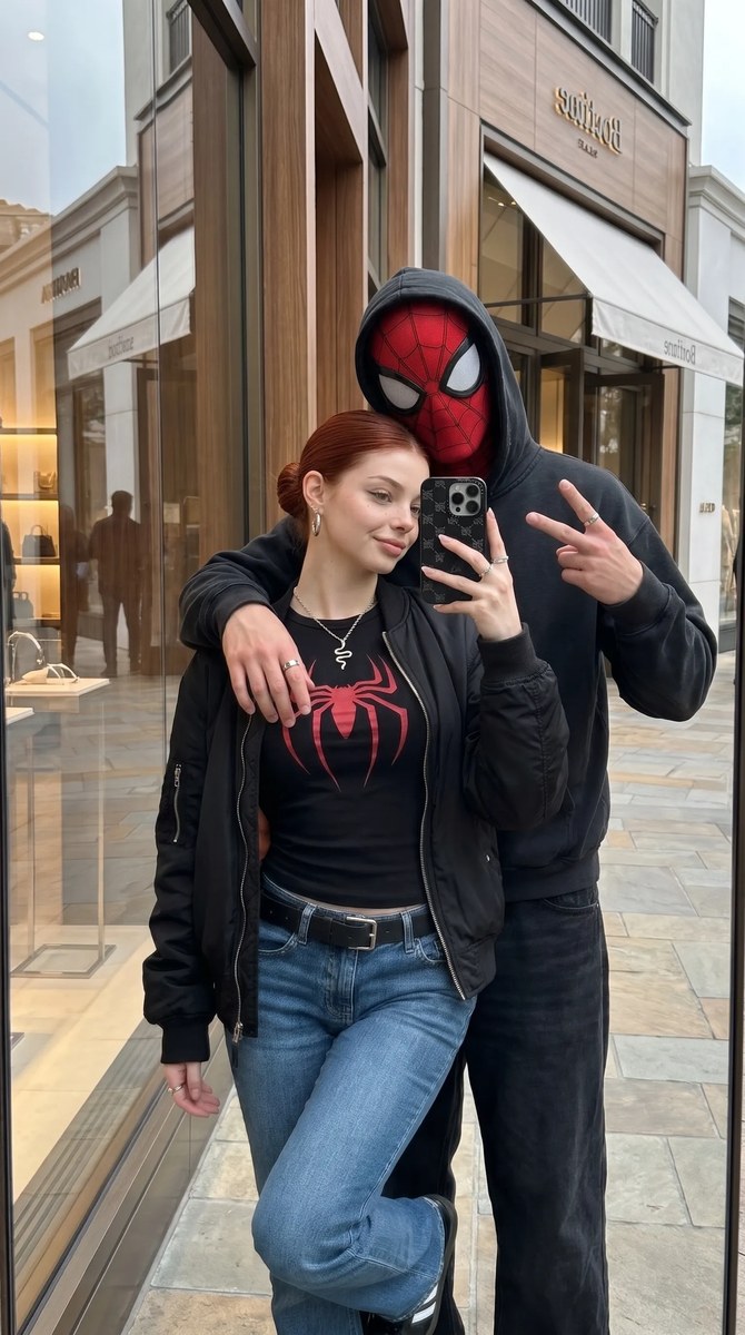 Couple’s Spider-Man Storefront Mirror Selfie output 6