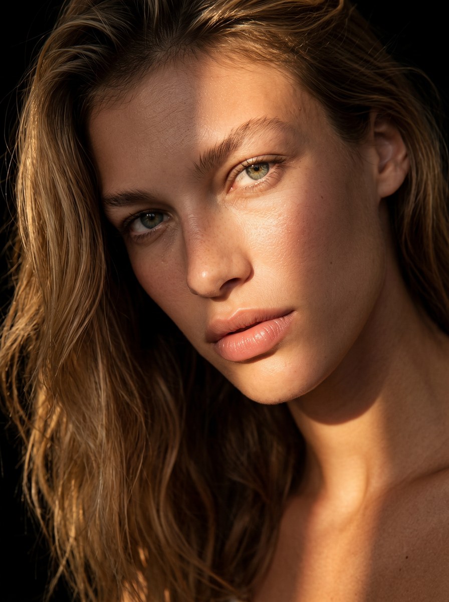 Dramatic Sunlit Fashion Portrait output 1