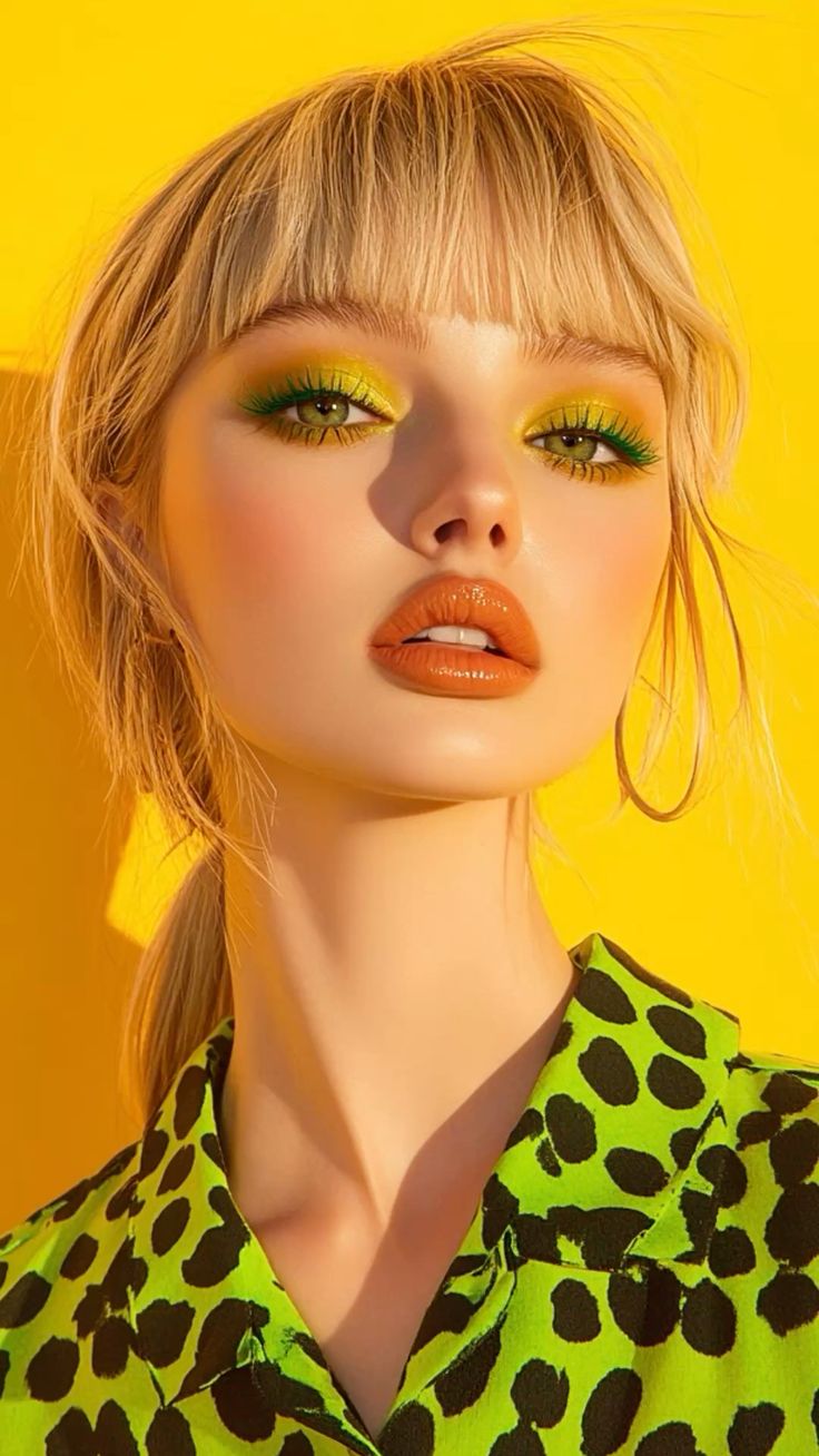 Neon Cyberpop Fashion Portrait of a Blonde Woman