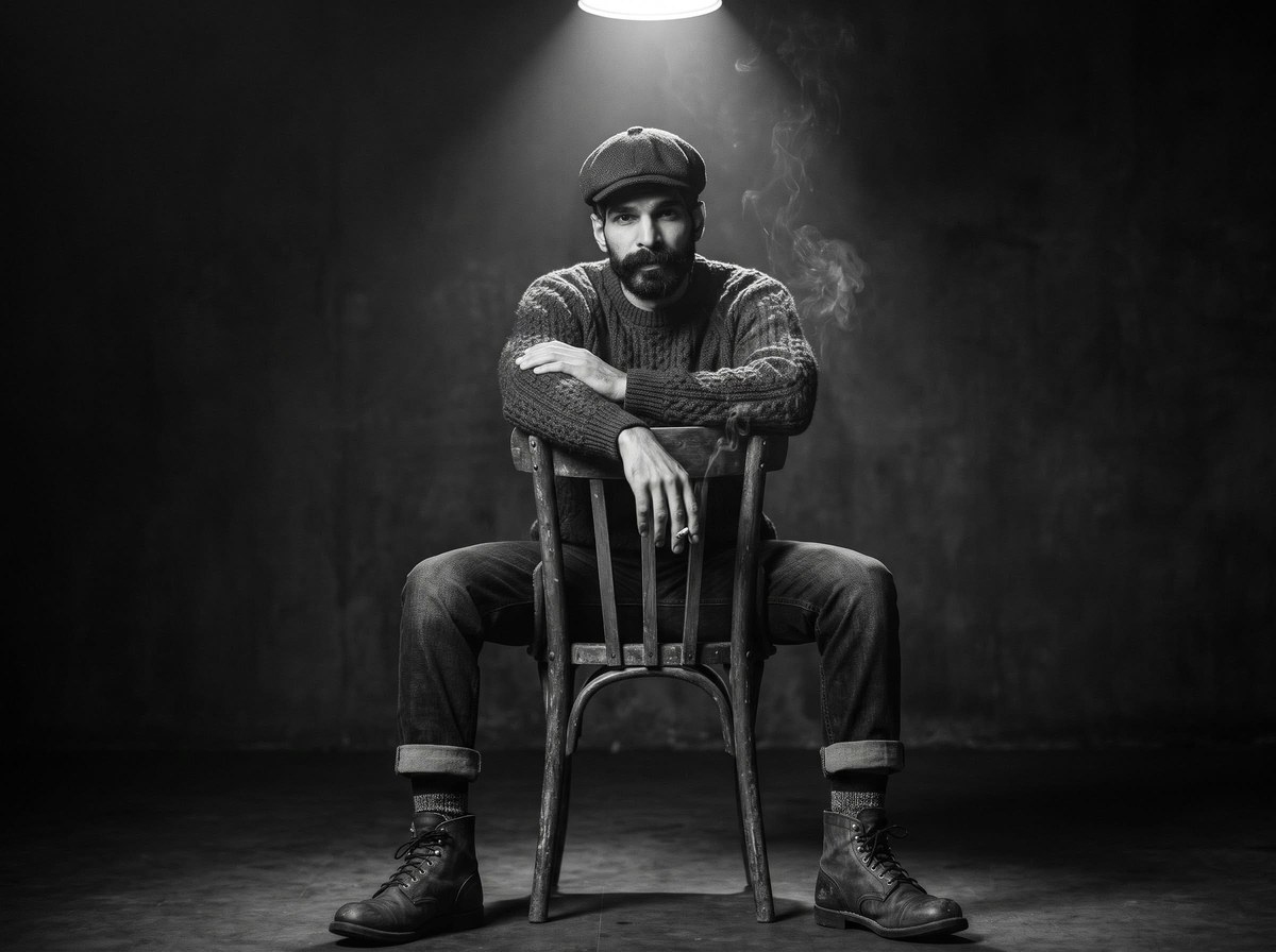 Low-Key Monochrome Portrait of a Man