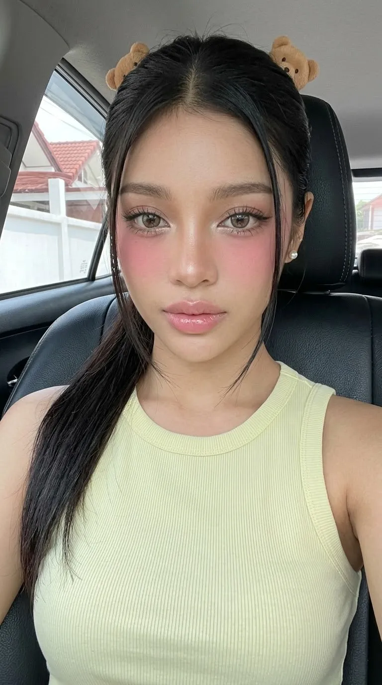 Pastel Car Selfie Portrait
