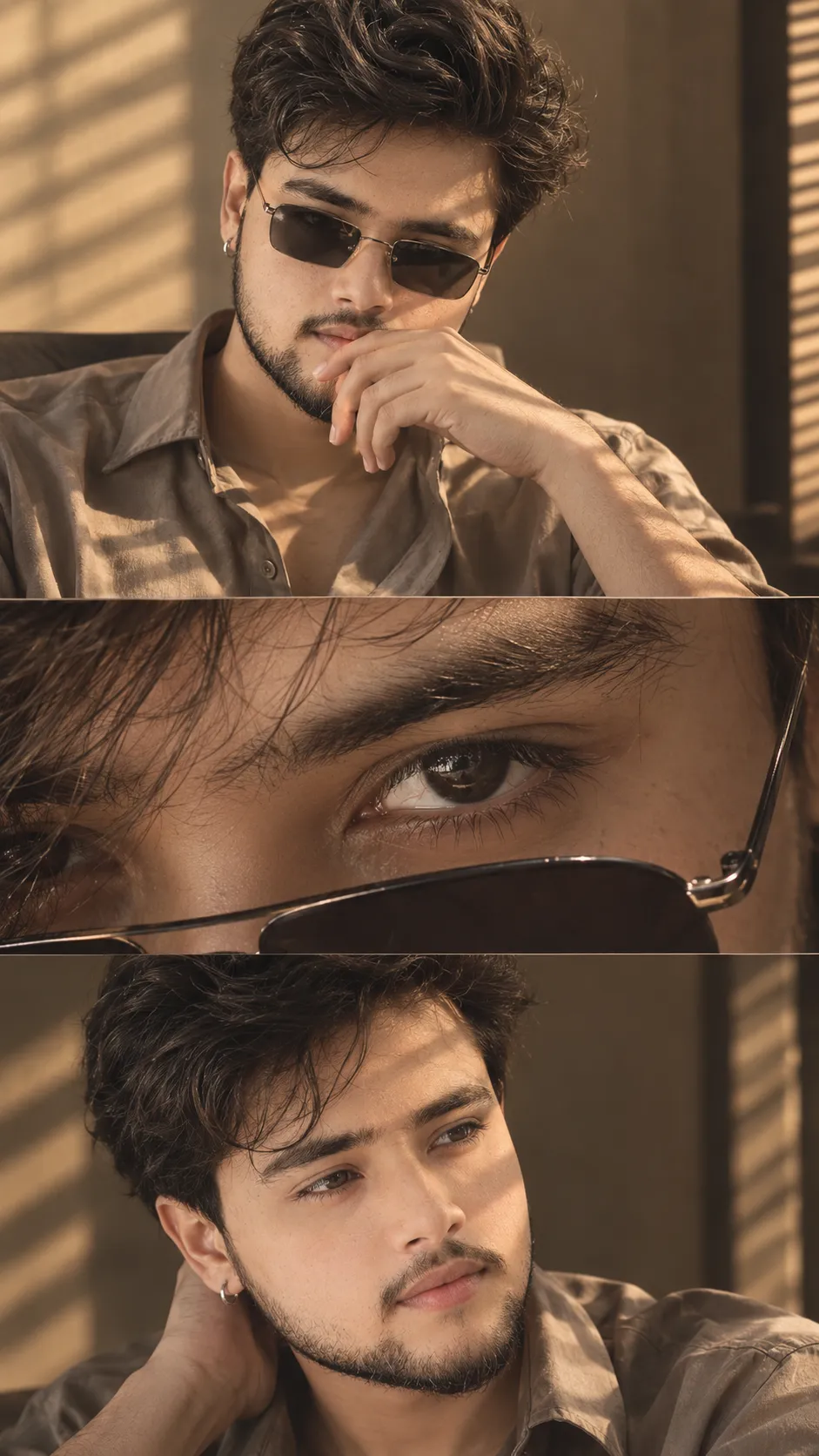 Cinematic Editorial Triptych Portrait