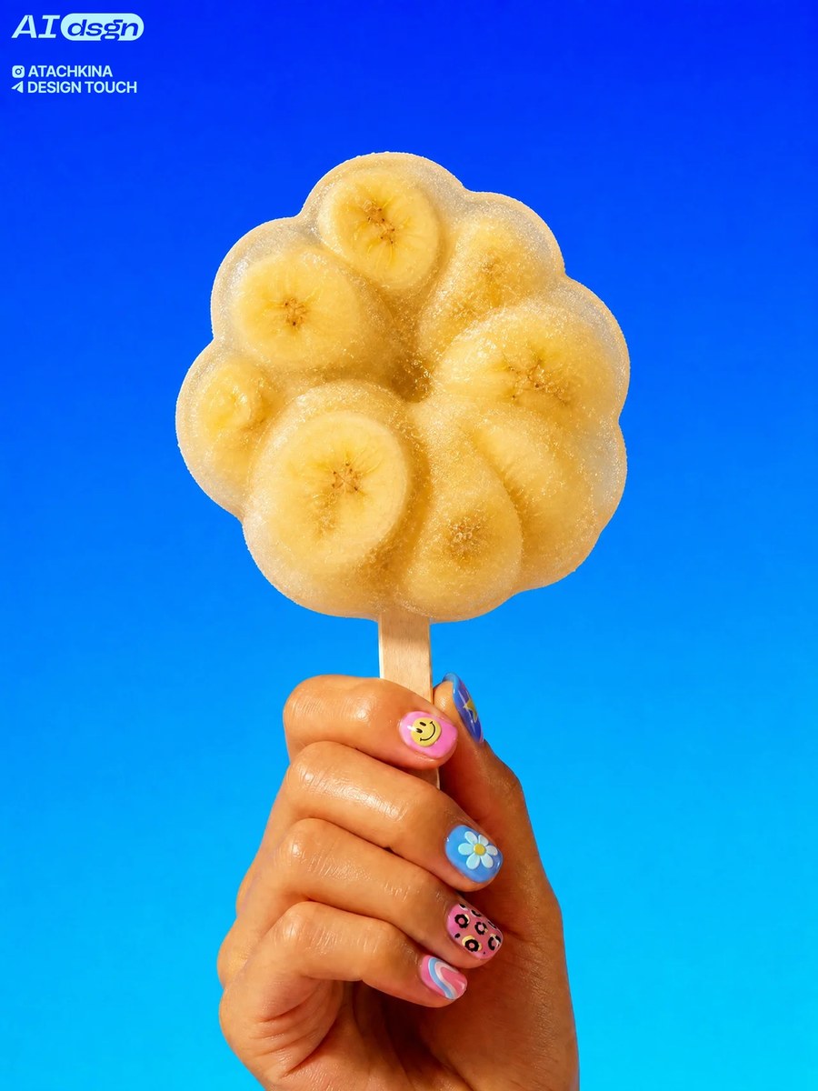 Banana Popsicle on an Electric Blue Background output 9