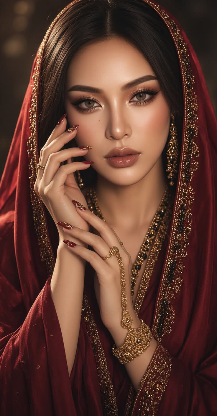 Black Veil and Gold Beauty Editorial Portrait output 6