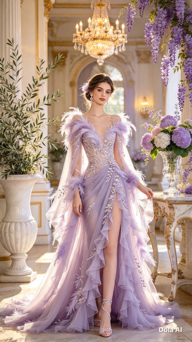 Lavender Gown in a Sunlit Palace Hall output 2