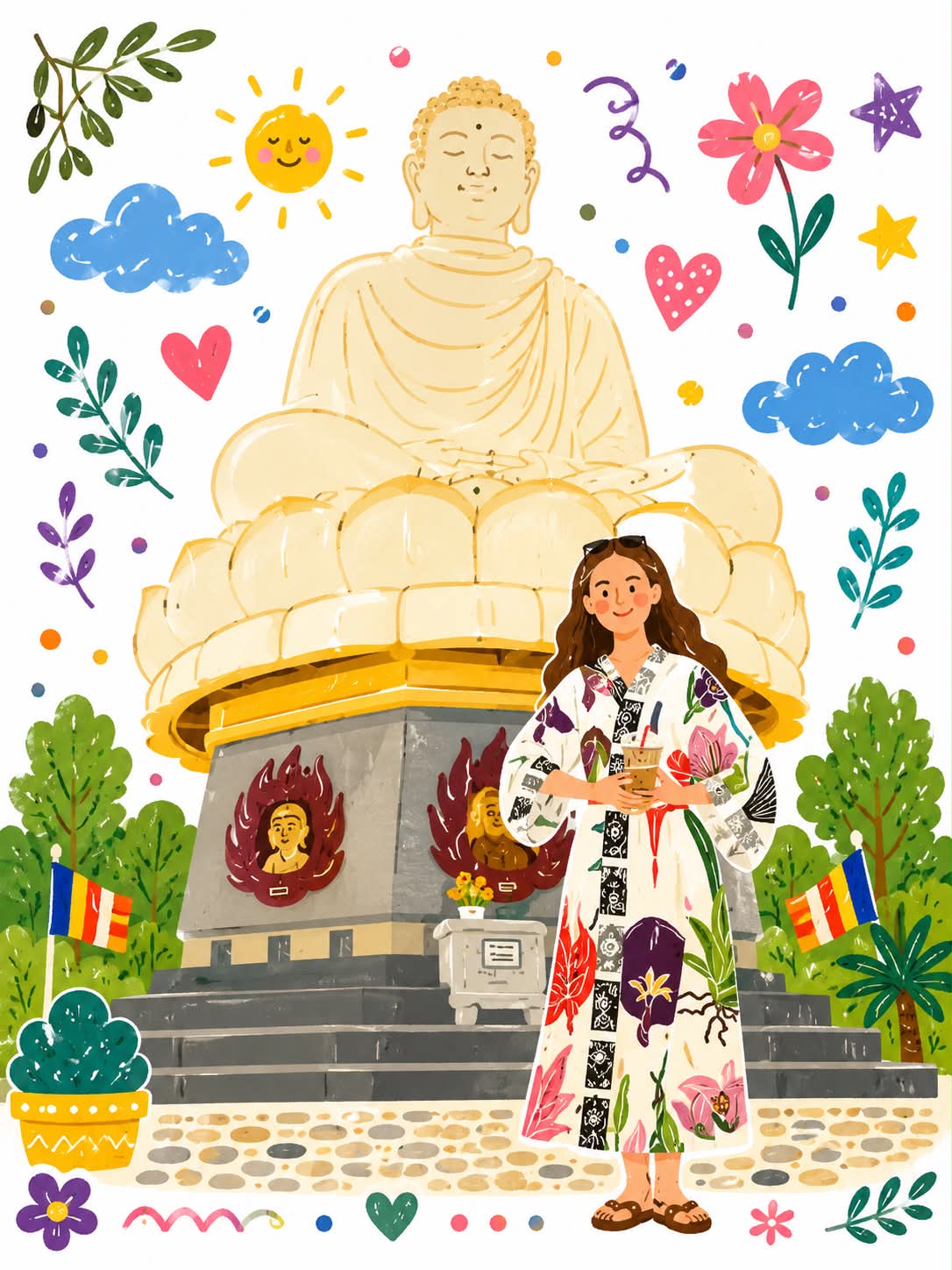 Decorative Folk Flat Illustration with Doodle Elements output 5