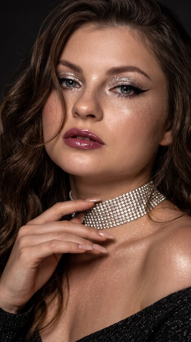 High-Fashion Rhinestone Beauty Portrait