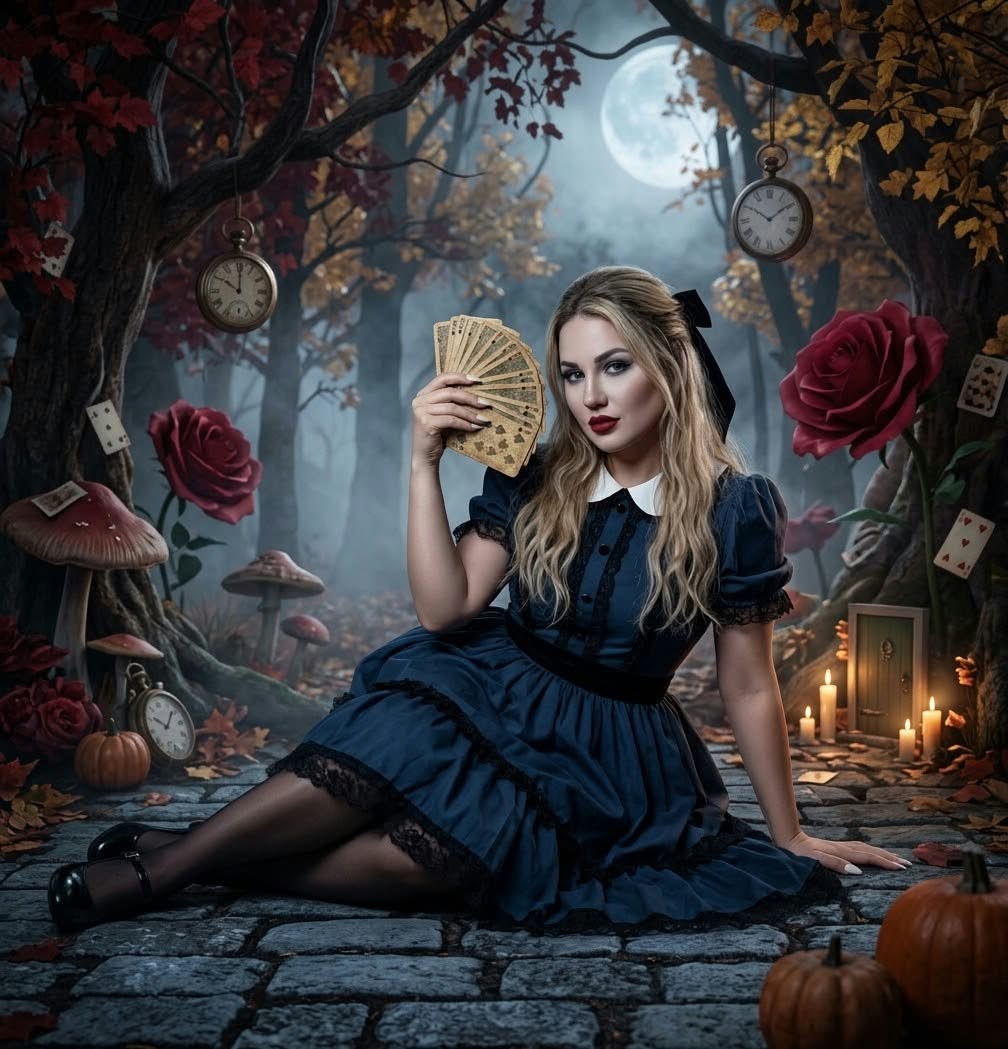 Dark Wonderland Halloween Fashion Portrait