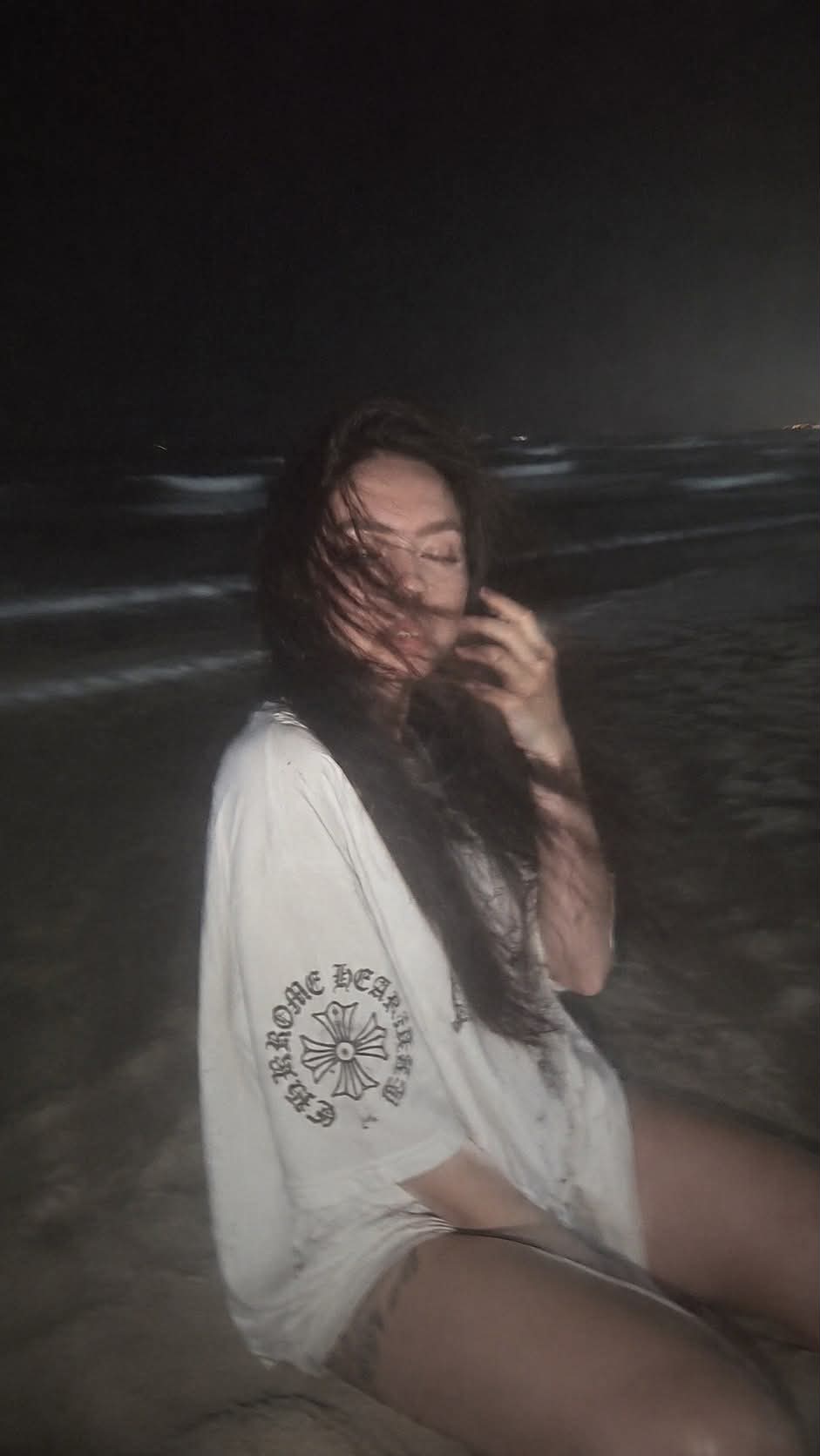 Windy Night Beach Flash Photo