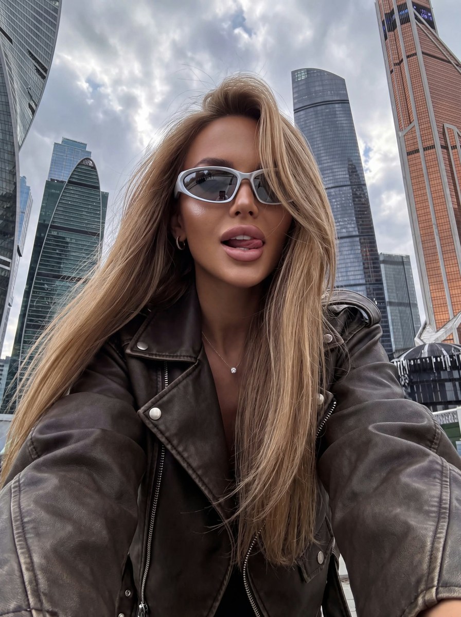 Spontaneous Low-Angle Moscow City Selfie