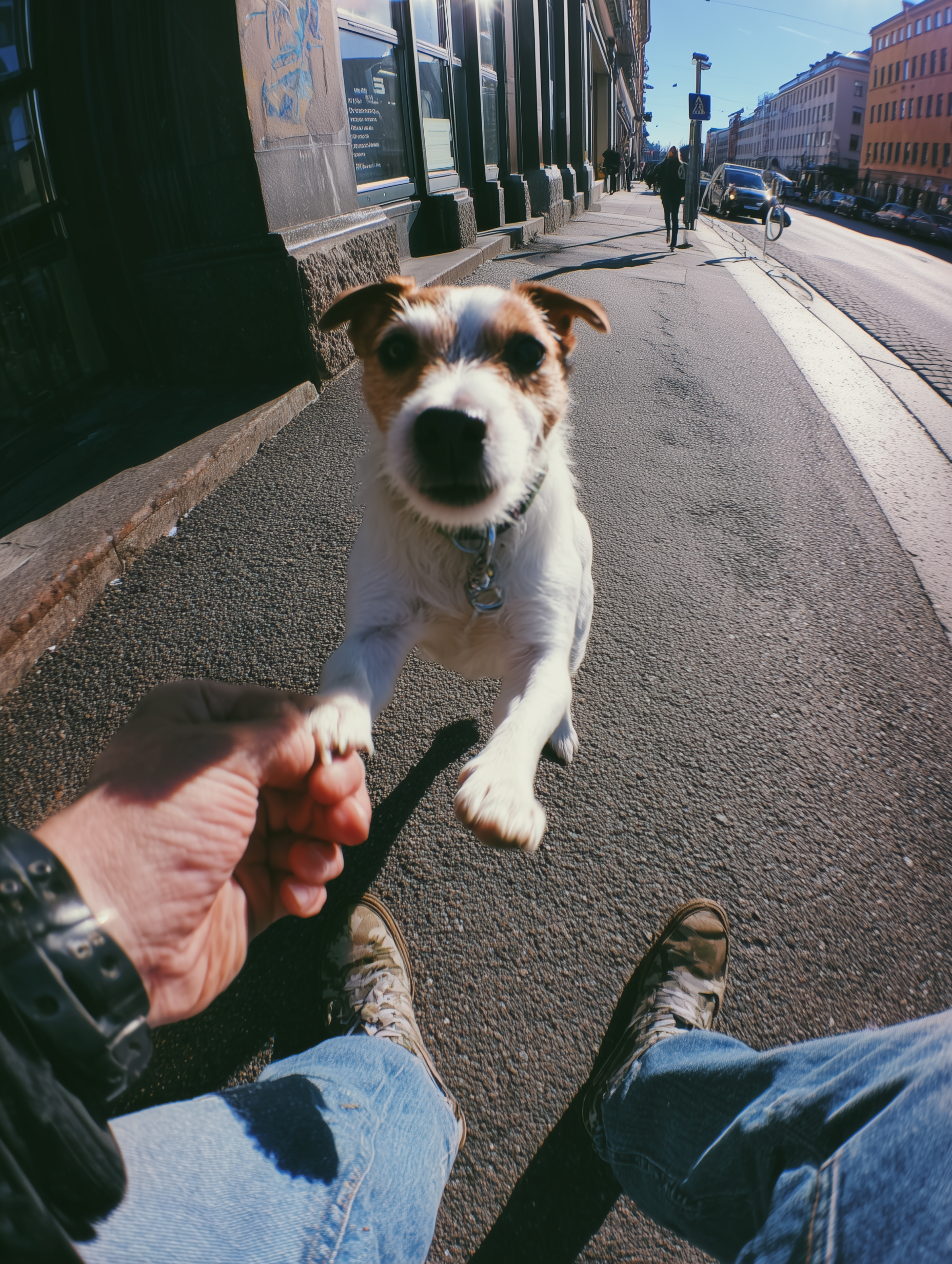iPhone-Style Photo of a Jack Russell on a Finnish Street