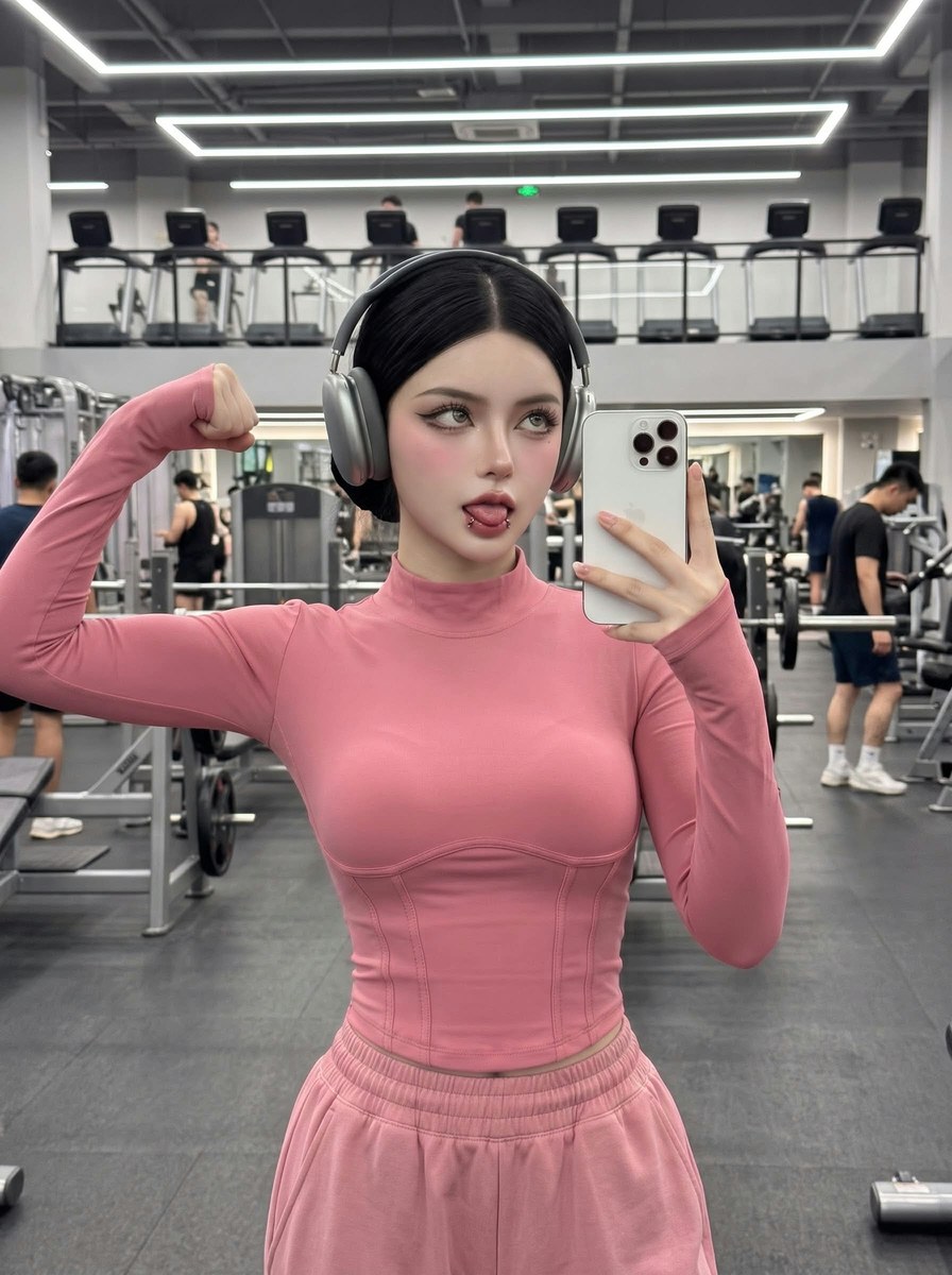 Gym Mirror Selfie with Strict Face Identity Preservation output 3
