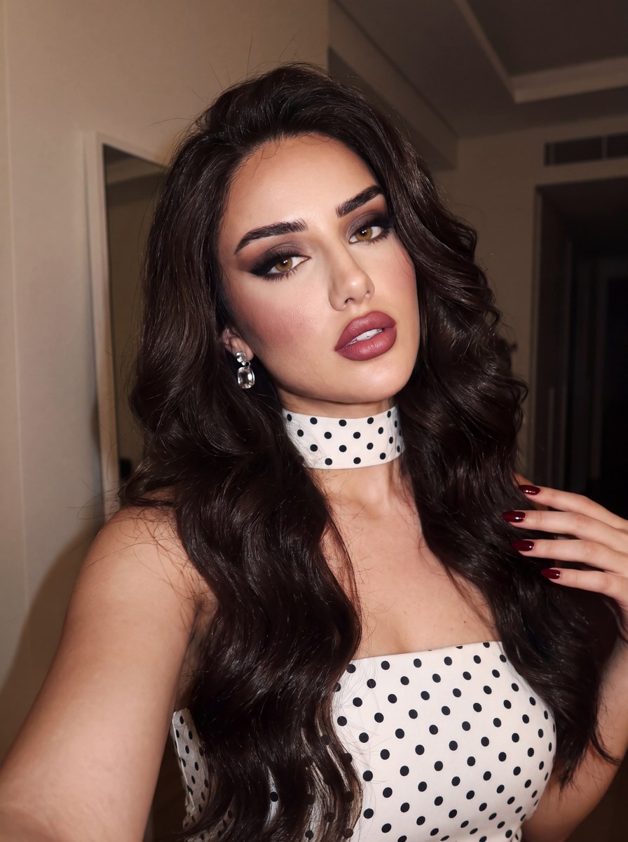 Dark Feminine Polka-Dot Flash Selfie output 1