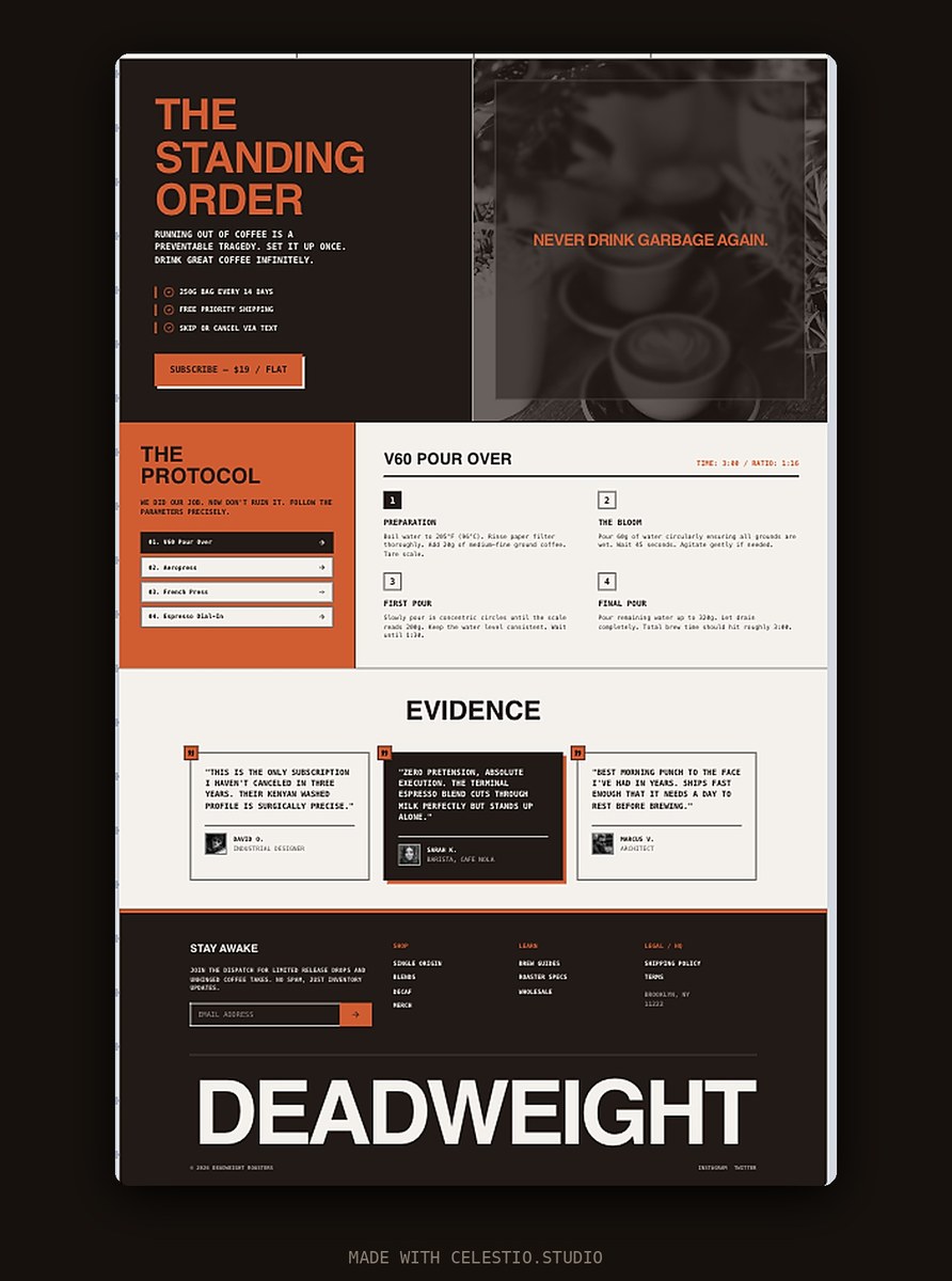 Brutalist Coffee Roaster Landing Page output 2