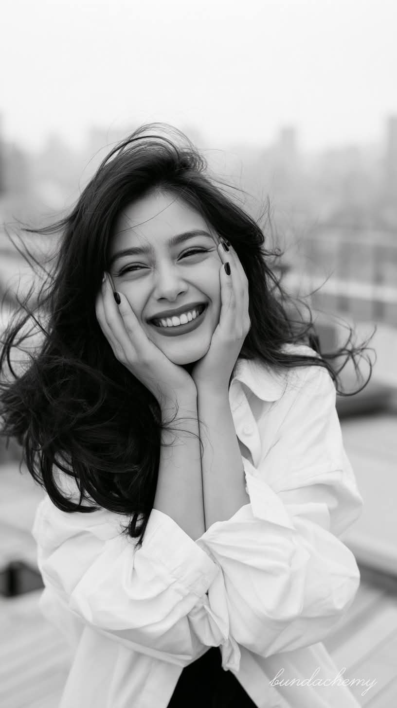 Black-and-White Rooftop Editorial Portrait output 3