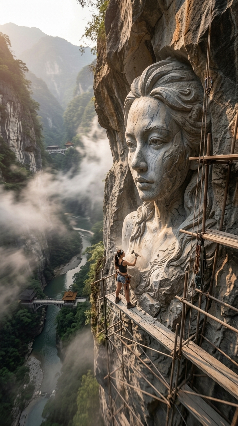Taiwanese Supermodel in a High-Relief Portrait Scene output 1