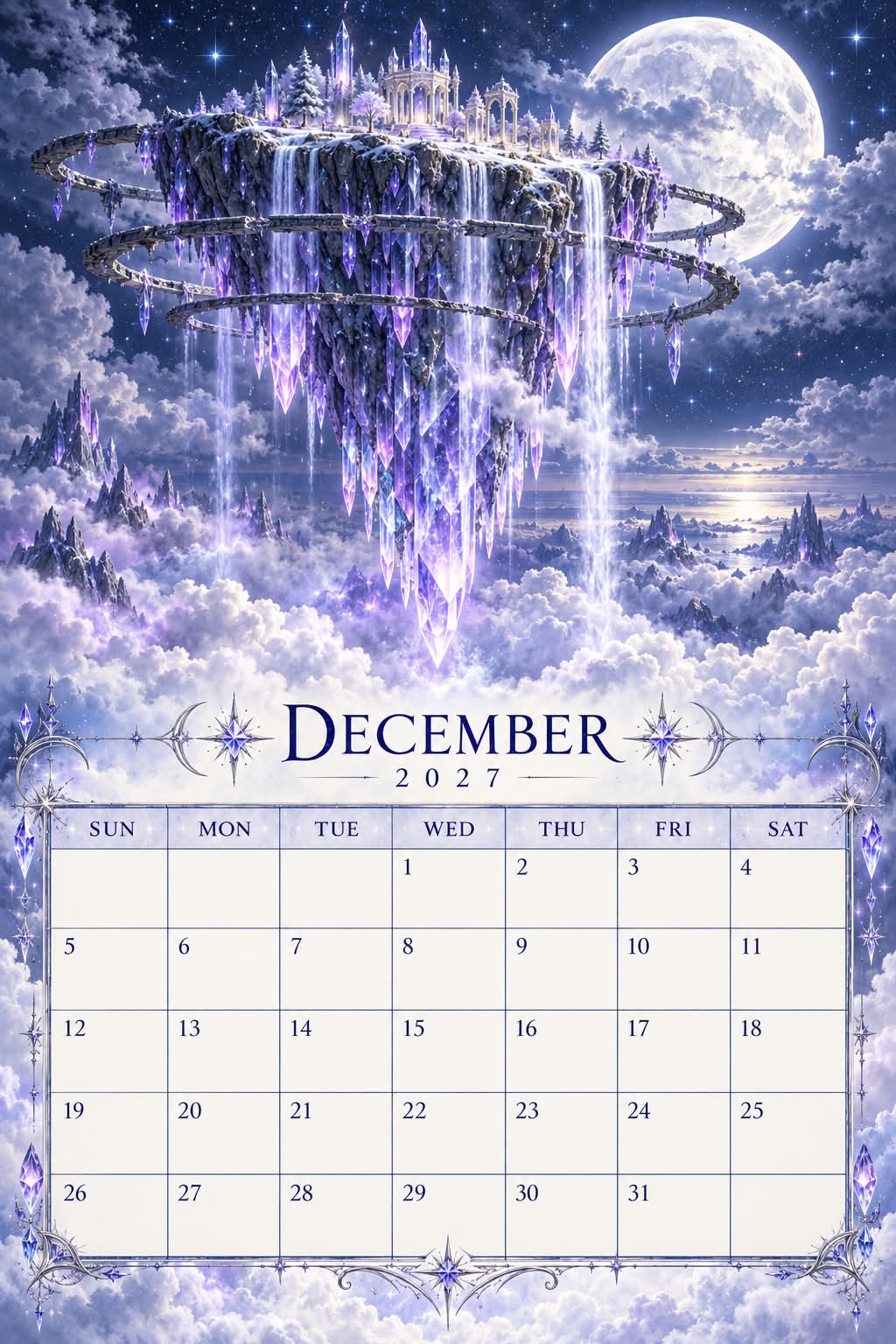 Floating Crystal Islands Fantasy Calendar Page output 5